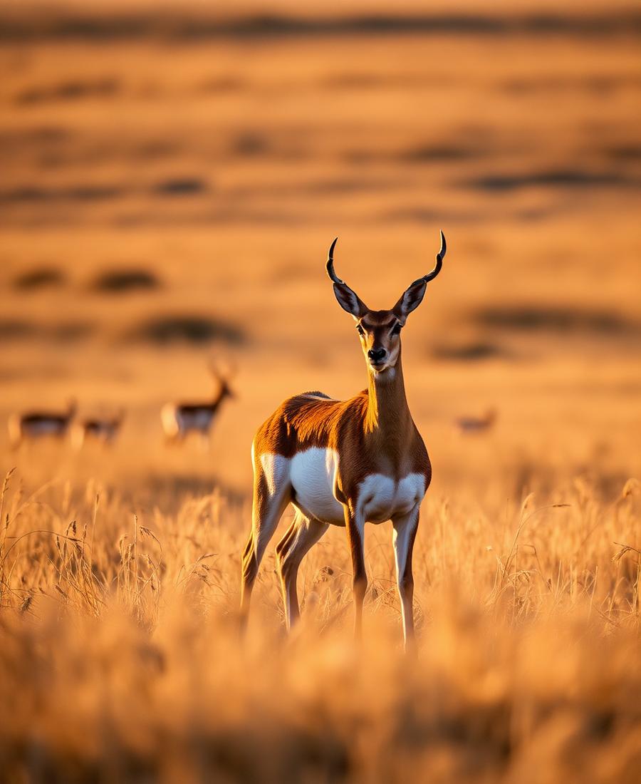 Pronghorn antelope at dawn on the South Dakota plains