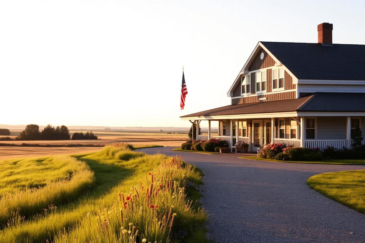 The inn on a clear prairie morning